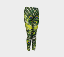 Load image into Gallery viewer, Peacock Feathers Youth Leggings Sizes for Age 4-12