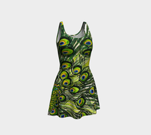 Load image into Gallery viewer, Peacock Feather Fit & Flare Dress
