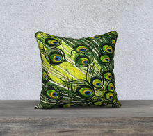 Load image into Gallery viewer, Peacock Feathers 18" x 18" Pillowcase