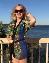 Load image into Gallery viewer, Peacock Unisex Kimono Robe