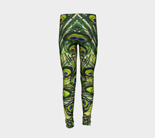 Load image into Gallery viewer, Peacock Feathers Youth Leggings Sizes for Age 4-12