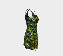 Load image into Gallery viewer, Peacock Feather Fit & Flare Dress