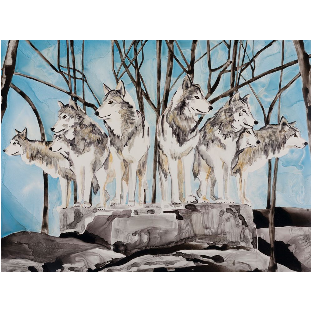 Wolf Pack Watercolor Painting or Acrylic Print