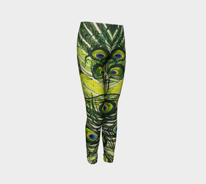 Peacock Feathers Youth Leggings Sizes for Age 4-12