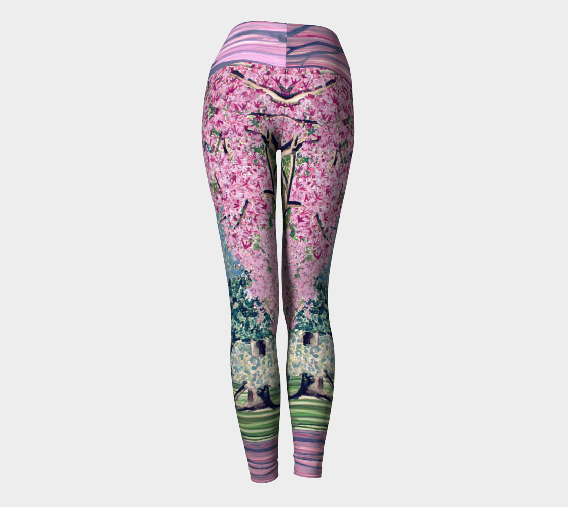 FLORAL SPRING LEGGINGS Cherry Blossom Pattern Teal / Pink Flower Printed  Leggings for Women Yoga Leggings Womens Yoga Pants Floral Print -   Denmark
