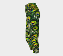 Load image into Gallery viewer, Peacock Feather Yoga Capris
