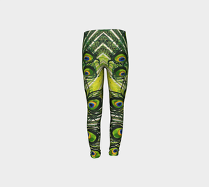 Peacock Feathers Youth Leggings Sizes for Age 4-12