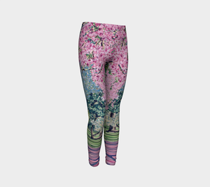 Cherry Blossom Youth Leggings Sizes for Age 4-12